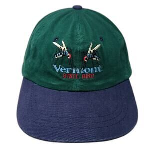 Royal Baseball Cap Green Blue One Size Strapback Vermont State Bird Mosquito hat